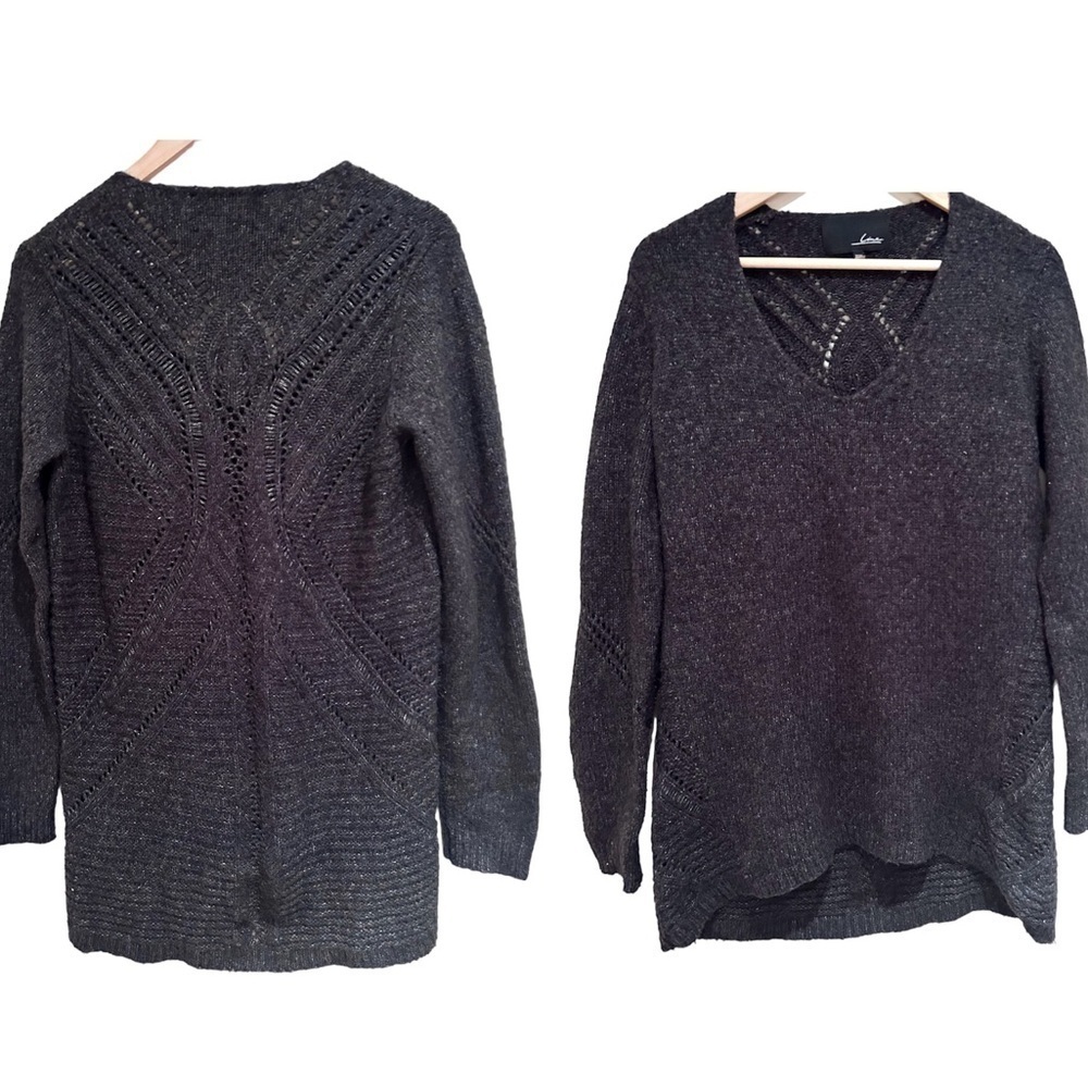 Line oversized sweater chunky knit dark grey size medium wool blend